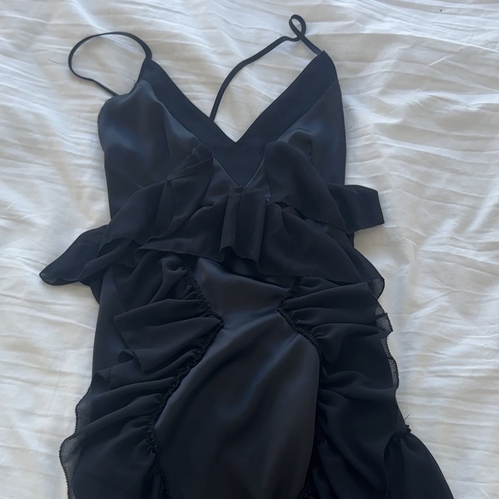 F21 Silk Ruffle Dress
